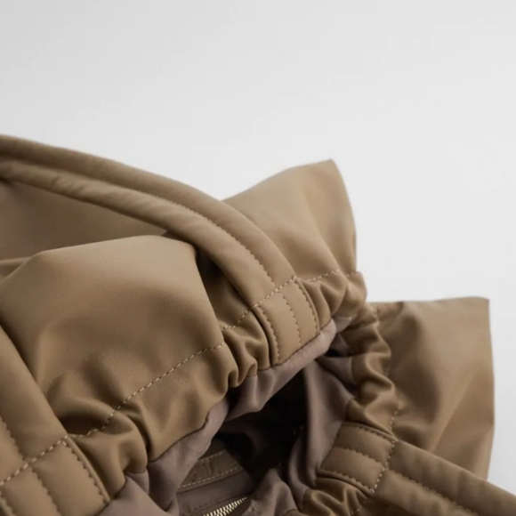 Zara lined button maxi buckle bag in taupe - Picture 5 of 9